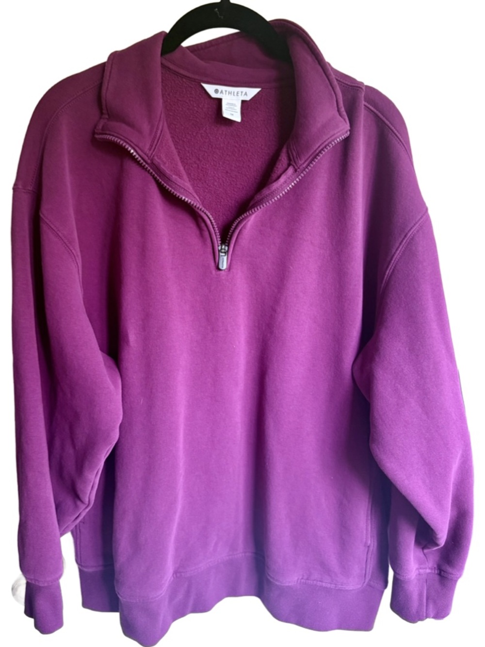 Athleta Forever Fleece 1/4 Zip Sweatshirt, Plum